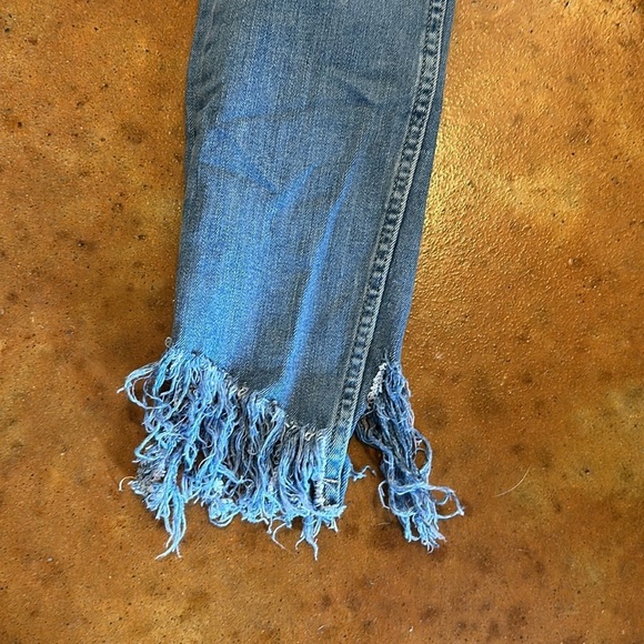 We The Free distressed and fringe hem Jean. Size 27. Waist flat 13”. Rise 9”. - Picture 2 of 8